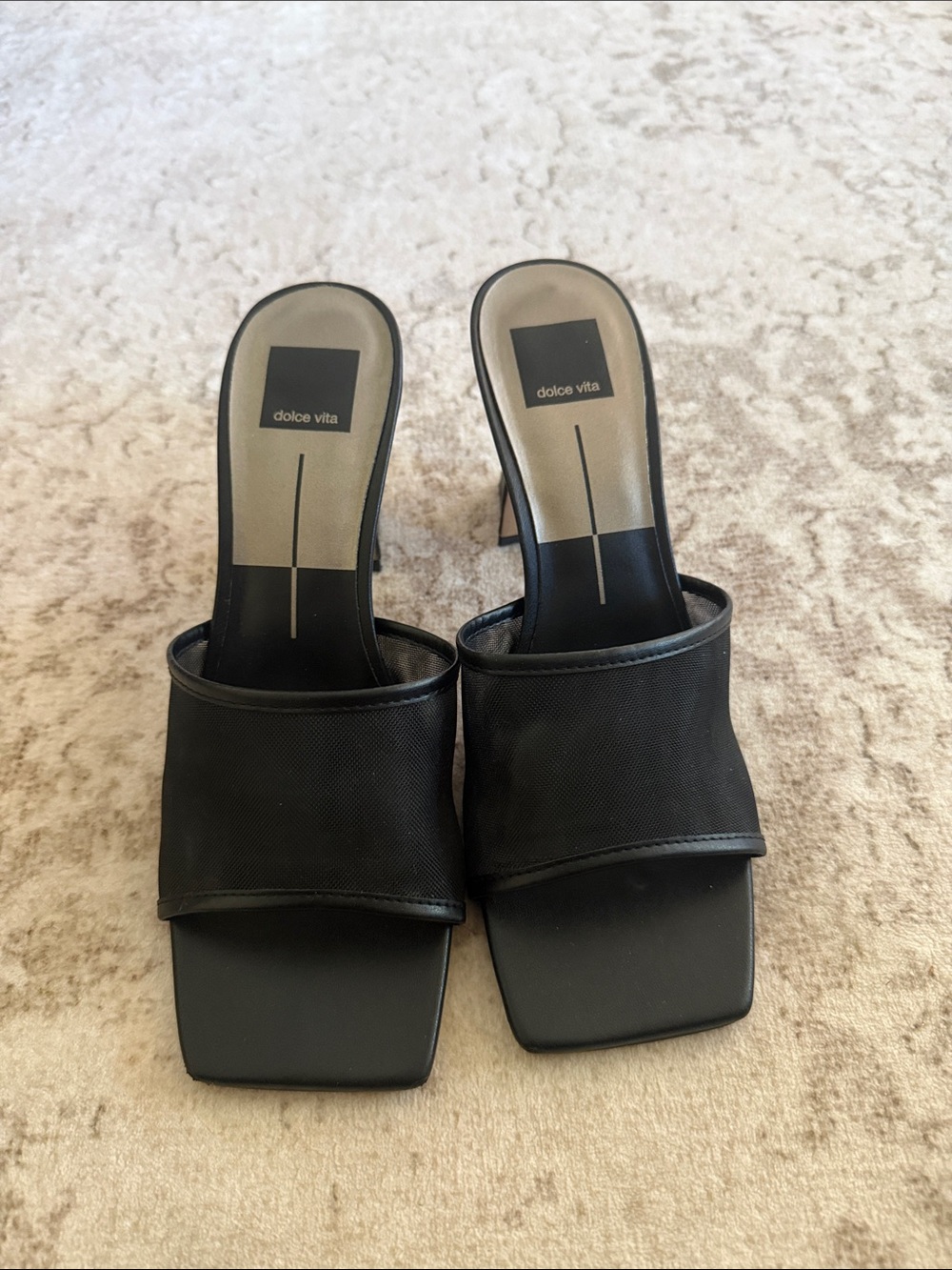 Dolce Vita Black Square-Toe Slide Mules Size 9